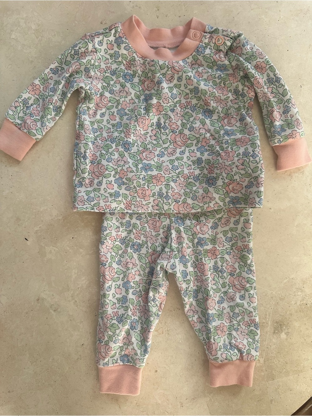 LAKE Floral Cotton Kids Pajama Set - 0-3m